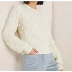 Vineyard Vines Chevron Pom Pom Crewneck Wool Blend Sweater Marshmallow Cream XS Photo 0