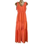 Everly  Tiered Tie Strap Dress Coral Size Small Photo 8