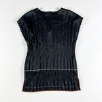 Helmut Lang Crinkle Satin Sheen Pleated Crewneck Beaded Embellished Top Blouse L Photo 3