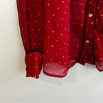 frame denim Le Pleasant Red Sheer Polka Dot 100% Silk Photo 7