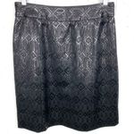 Tory Burch  Siri Jacquard Pencil Skirt Side Zip Front Pleats Black Metallic 6 Photo 8