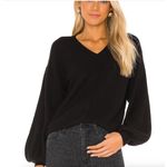 1. State  Sweater Womens Medium Black Balloon Sleeve Ribbed‎ Knit V Neck Photo 2
