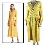 Ralph Lauren Georgette Marigold Floral Faux Wrap Midi Dress 6 Photo 2