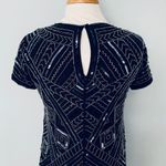 Parker Black Sequin Beaded Mini cocktail Party Dress Photo 6