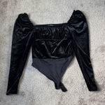 Miss Selfridge  Black Velour Bodysuit SIZE 6 Photo 0