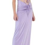 KikiRiki Ruched Front Tie Cutout Halter Maxi Dress Purple Size Small NWT Photo 2