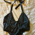 SheIn Grunge Halter Faux Leather Crop Top Photo 0