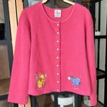 Vintage 1990s Disney Store eeyore Sweater Cardigan Winnie the Pooh embroidered Pink Photo 0