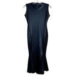 Norma Kamali  Black Foil Sleeveless Fishtail Midi Dress Sz S Photo 7