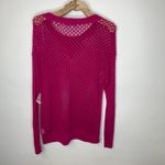 eight eight eight NWT Open Weave Pink Sweater Crochet Long Sleeve Sz Large Photo 5