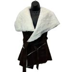 BLANK NYC NWOT Womens Faux Suede Vest Brown with Fur Lining Sz S Mobwife Western Photo 2