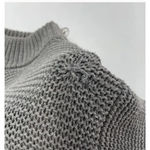 Parker Sweater Womens Medium Gray Chunky Knit Mock Neck Ribbed Photo 10