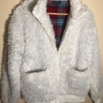 P.J. Salvage White Fuzzy Zip Up Jacket W/Pockets Photo 1