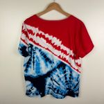 Chico's Tie Dye V-Neck Short Sleeve Tee Size 2 Large Americano Patriotic Summer Photo 1