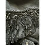 ZARA Rhinestone Fringe Studded Jean Jacket Black Size Medium Photo 12
