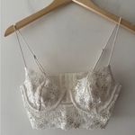 For Love & Lemons Twinkle Rose Bustier White Lace Rhinestone Bra Photo 1