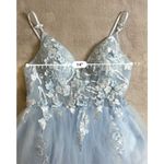 Hebeos Women’s Girls Formal Icey Blue Floral Maxi Gown Photo 6