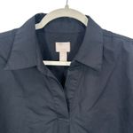 Chico's Black Short Sleeve Collared Button Front Popover Blouse Size Medium Photo 1