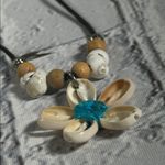 Flower Shell Necklace On Thin Rope Beach Hawaiian Bohemian Necklace 16” Tan Photo 7