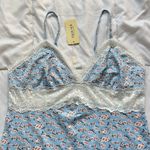 Ekouaer NWT Sleep Dress Chemise Slip Womens Nightgown V Neck Stretch Blue Roses Photo 1