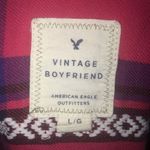 American Eagle  L pink plaid, ribbon trim shirt Photo 2