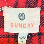 Sundry  Top Red & Black Plaid Button Up 100% Cotton Flannel Sz 1 (Sz S) EUC Photo 2