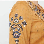 Dress Barn  Embroidered Crochet Trim Sequins Boho Peasant Printed Blouse Size 1X Photo 4