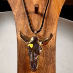 Free People Gold and Iridescent Bull Skull Pendant Necklace Photo 2