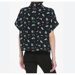Hot Topic  Shirt Womens M Black Pastel Crystals Celestial Crop Button Up Goth Photo 1
