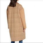 Mural Plaid Longline Coat Jacket Wool Blend Brown Size XL Photo 1