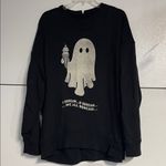 Aerie  THE CHILL CREWNECK SWEATSHIRT BLACK OVERSIZED GHOST HALLOWEEN MEDIUM Photo 1