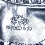 Emporio & co black leather feminine ruffled design zip up jacket! Size L Photo 11