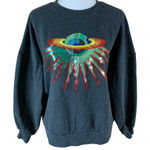 Judith March  Sequin Planet Sweatshirt M Space Graphic Pullover Festival Cozy Photo 0