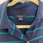 Nautica  Long Sleeve Striped Blue Blouse Button Up Lightweight Nautical Top Sz S Photo 4