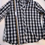 Foxcroft  NYC Germaine Crinkle Buffalo Plaid Black and White Shirt Photo 12