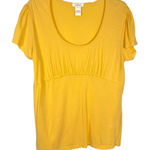 Sundance  Large Top Yellow Babydoll Tee Princess‎ Solid Cotton Short Sleeve 880 Photo 0