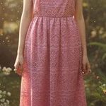 Vintage Samax Pink Lace Maxi Dress Size 12 Fairy Coquette Cottagecore Prairie Photo 0