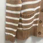 J.Crew Heritage Relaxed Cotton Striped Knit Cardigan Sweater Pockets Camel Tan Photo 5