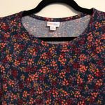 LuLaRoe Dress Julia Navy w/ Leaf & Floral Pattern XS BNWT Short Slv Pencil Skirt Photo 3