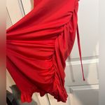 SheIn Red Ruffled Belly-Cut-Out Tie Ruched Skirted Fiesta Party Dress Size M Photo 7