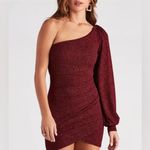 Windsor  dark red sparkly one sleeve mini dress  Photo 1