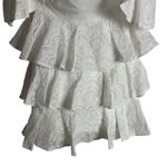 Caroline Constas Irene Ruffle Tiered Off Shoulder White Eyelet Mini Dress Size 4 Photo 10