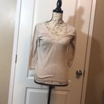 Loft Ann Taylor  beige long sleeve pullover V-neck Photo 3
