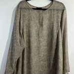 Apostrophe Womans Woman Size 2XL Brown Beige Long Sleeve Pullover Sheer Blouse Photo 0