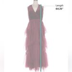 BCBGMAXAZRIA  Keyhole Back Velvet & Tiered Tulle Evening Dress, Cabernet Burgundy Photo 5