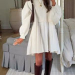 Free People  Eleanor Sweatshirt Dress in Grey Combo Size Small Photo 0