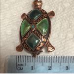 Liz Claiborne Vtge Bronze & Green Turtle Brooch Photo 4