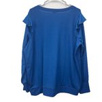 Torrid NWT Blue French Terry Ruffle Shoulder Pullover V Neck Sweatshirt Size 1X Photo 6