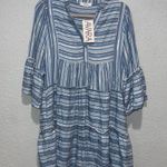 NEW Avara Libby Dress Coastal Cowgirl Stripe Tiered Mini Boho Beach Resortwear S Blue Photo 2