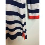 Jones New York Signature Open Knit Cover-up XL Sweater Blue White Stripe Orange Photo 2